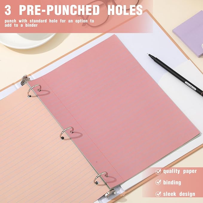 PerKoop 12 Pack 600 Sheets Loose Leaf Paper 8" x 10.5",Boho Color