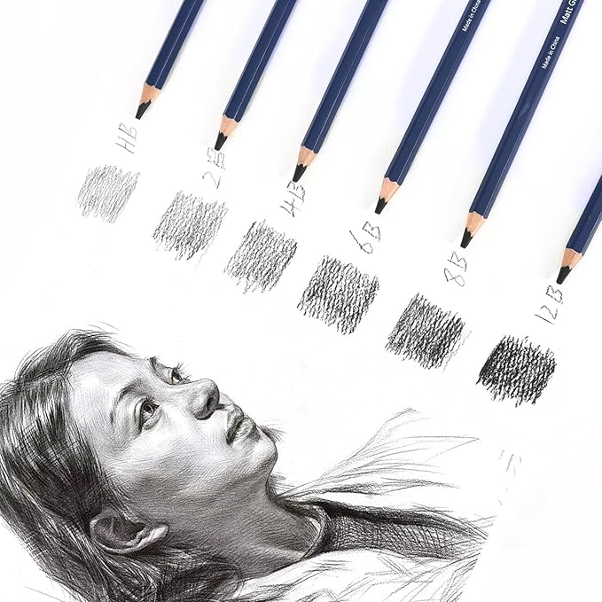 H & B Profession Sketch Pencils 9-Piece, Matte Sketch pencils, Sketch Pencil Set for Drawing, Shading, and Sketching for Beginners, Artists and professional artists