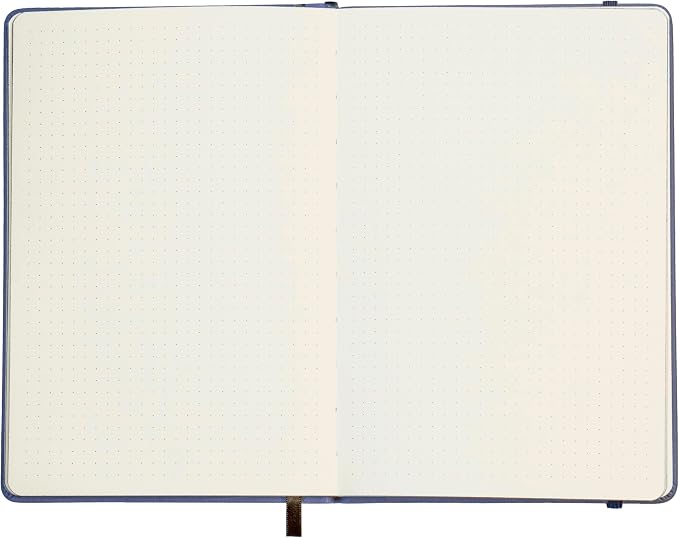 EVERLINEA 5.6” x 8.3” Embossed Bee A5 Hardcover Notebook, 240 Dotted Pages, Navy Blue