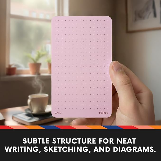 Notsu Dotted Colored Note Cards 3x5 inch, 40 ct | Red Bullet Dot Grid Vertical Color Index Cards with Rounded Corners, Premium Thick Paper 350 gsm