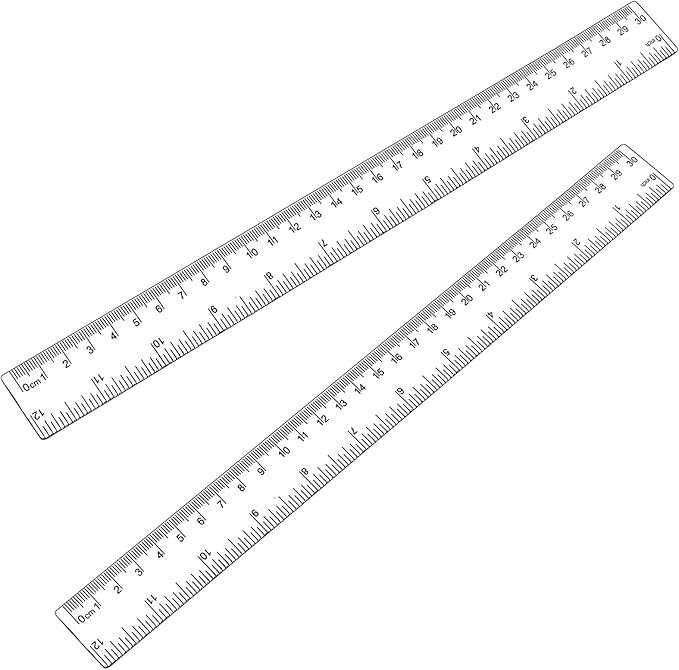 Koogel 2 Pack Clear Plastic Ruler, 12 Inch Shatterproof Straight Ruler with Inches & Centimeters for School, Home & Office