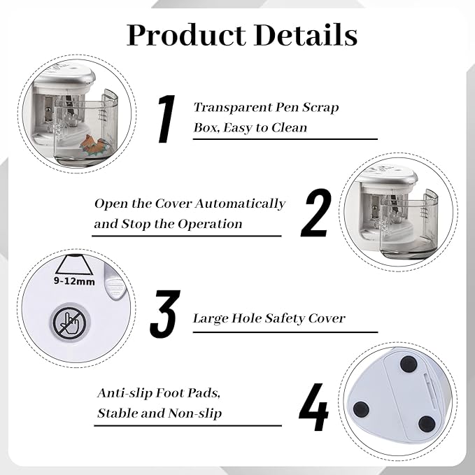 Electric Pencil Sharpener, Automatic Battery Operated Pencil Sharpeners with 2 Holes for Office School Artists Adults Kids Use, Suitable for No.2 and 6-12mm Pencils