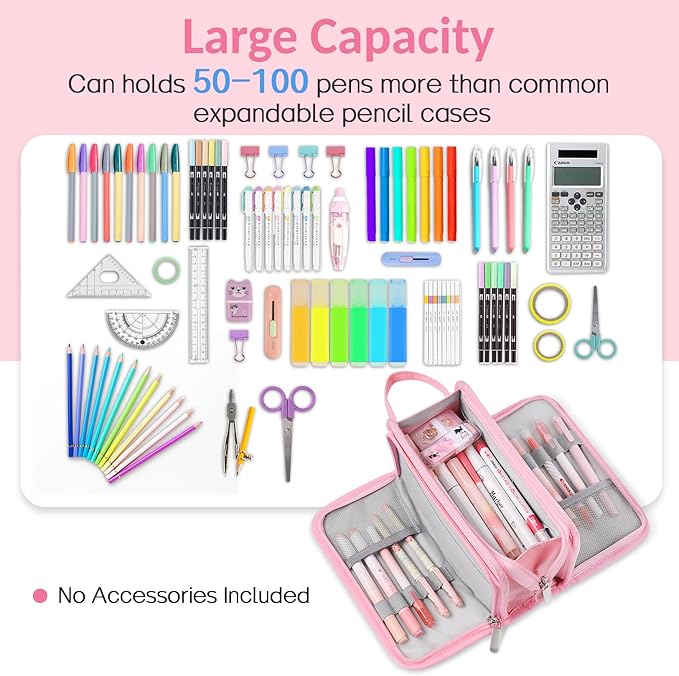 Sooez Large Pencil Case, Big Capacity Pencil Pouch Pen Bag with 3 Compartment, Portable Canvas Stationery Organizer with Zipper, Cute Aesthetic School Supplies for Teen Girls, Army Green