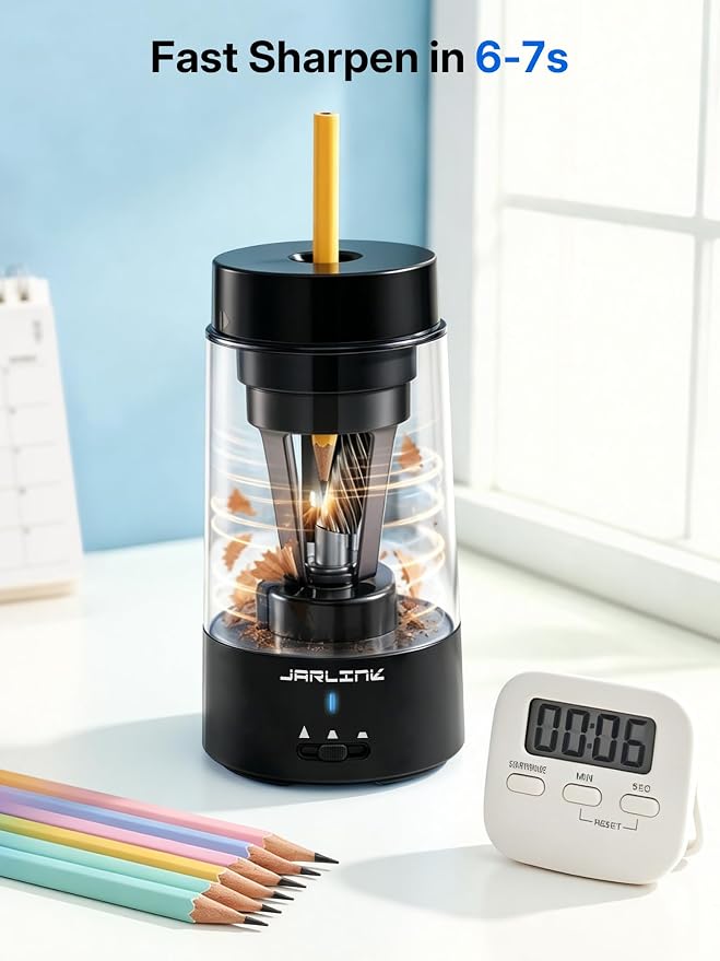 JARLINK Fully Automatic Rechargeable Electric Pencil Sharpener