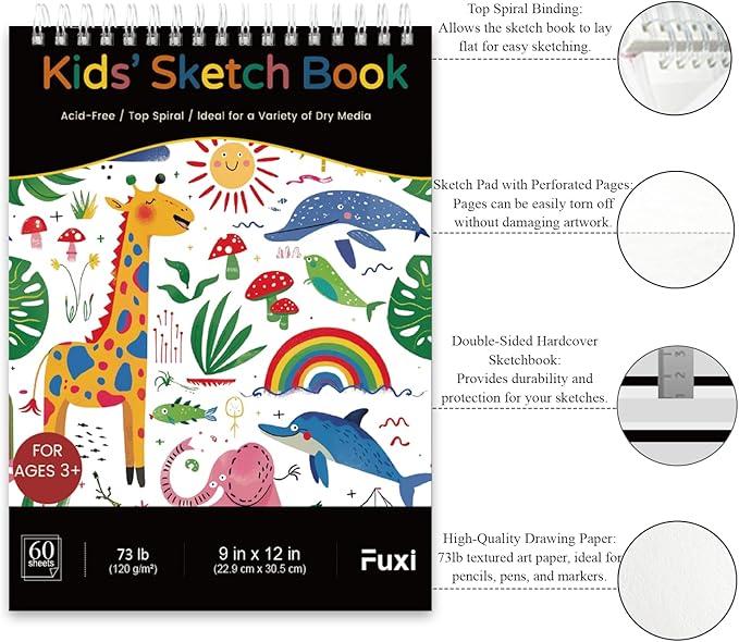 Fuxi Christmas Coloring Books for Ages 8-12, 60 Sheets (73lb/120gsm) Blank Sketchbook + 50 Designs Blank Coloring Book, Coloring Supplies & Art Supplies.