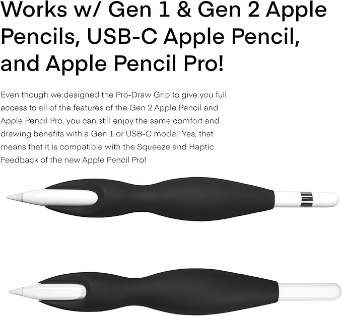 The Grip for Apple Pencil Pro, 1st /2nd Gen Apple Pencil, and USB-C model // More Comfort. Better Control.