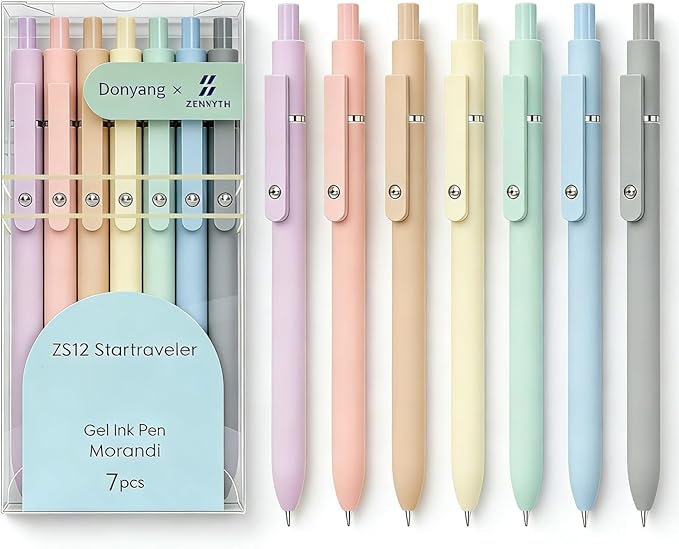 Donyang Gel Pens, 7pcs 0.5mm Black Ink Pens Quick Dry Fine Point Smooth Writing Pens for Journaling Note Taking, Cute Nurse Teacher Work Desk Accessories Office School Supplies Gifts for Women Men