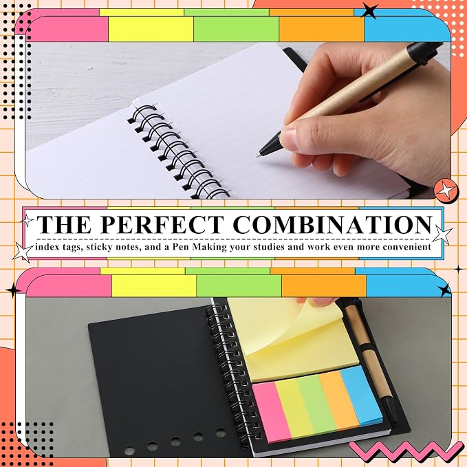 Qilery 80 Pack Lined Spiral Notebook Bulk Small Notepad and Pen Set