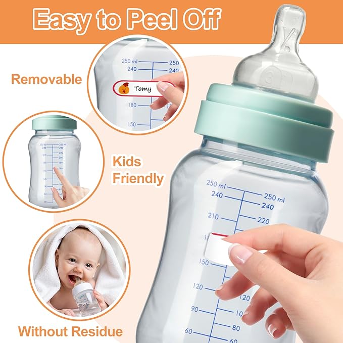 Name Label Stickers for Kids Toddlers School Stuff Supplies & Daycare Baby Bottles, Waterproof and Washable Back to School Name Labels - Easy Peel and Stick,Pack of 136.