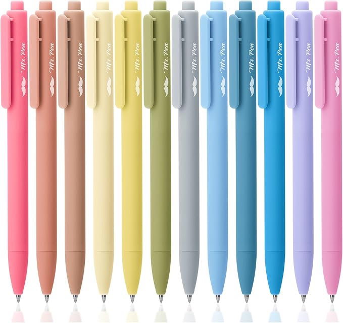 Mr. Pen- Retractable Gel Pens, 12 Pack, Black Ink, Fine Point 0.5mm | Fast Dry, Smooth Writing, Cute Pens for Drawing, Writing Planner and School Supplies