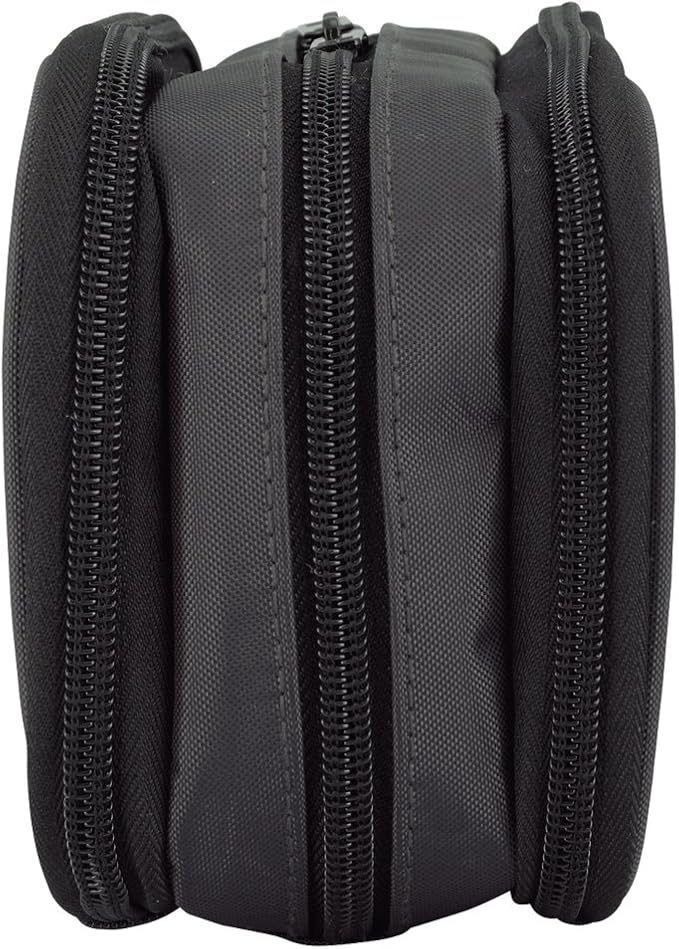 LIHITLAB Large Capacity Triple Zipper Pencil Case For School Office College, Big Capacity 8 Compartments Pencil Bag Holder Adults Teen Boys Girls, Travel Cosmetics Storage, Black (A7556-24)
