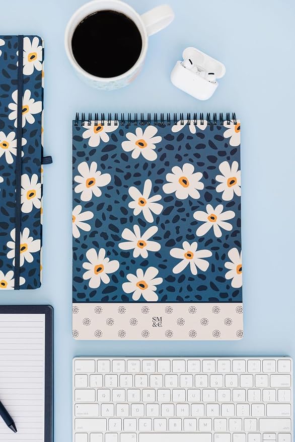 Steel Mill & Co. Large Top Spiral Notebook, Leopard Daisy