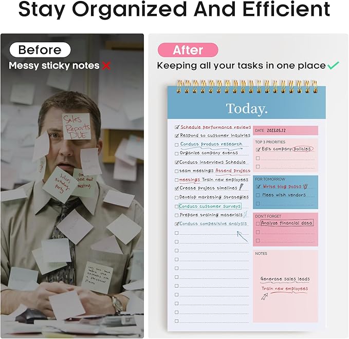 Taja 6 Pack of To Do List Notepad - To Do List Notebook for Work with 52 Sheets, 9.8" x 6.5", Undated Daily Planner Perfect for Daily Tasks and Goal Setting, Notepad Suitable for Office, Home & School - Early Dawn