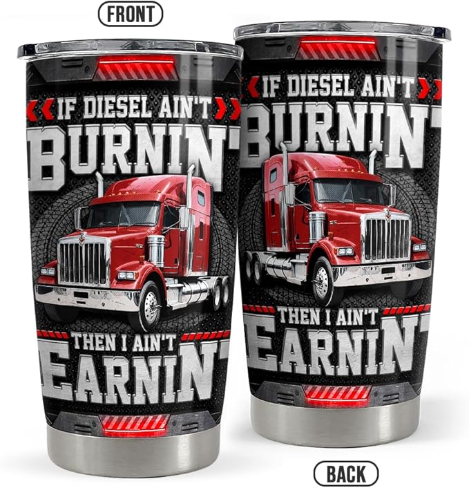 SANDJEST Truck Driver Tumbler 20oz Stainless Steel Insulated Travel Mug Cup for Men Dad Husband Trucker Gifts for Birthday Christmas Fathers Day