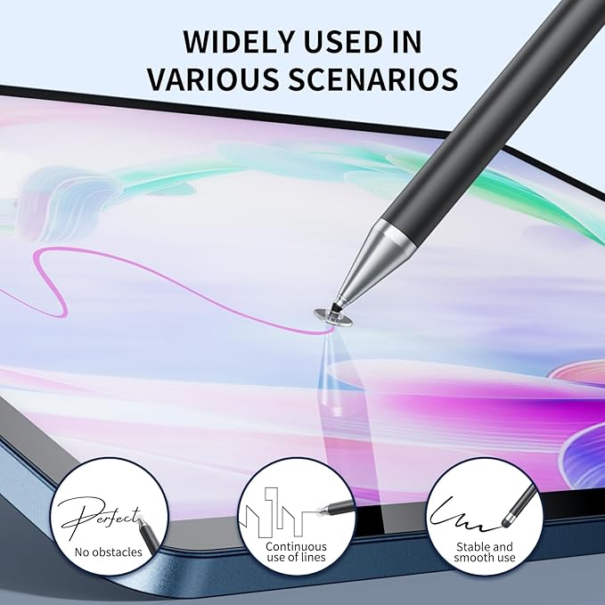 Stylus Pen for Touchscreen, 6 PCS Stylus 2-in-1 High Precision and Sensitivity, Suitable for iPad/iPhone/Samsung/Android Smartphone and Tablets, Compatible with Capacitive Touch Screen (White)