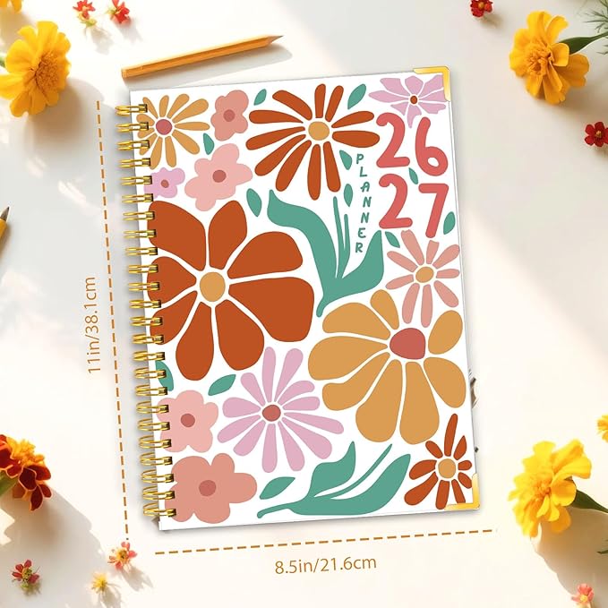 GuassLee Academic Planner 2026-2027 Daily Weekly and Monthly - Large A4 Planner from July 2026-June 2027, 8.8"x11.4" Aesthetic Teacher Student Agenda Book with Back Pocket, Stickers, Coated Tabs, A4