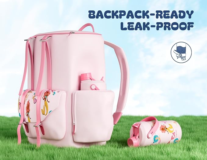 12 oz Kids Insulated Water Bottle for School: 2-in-1 Straw Spout Lid, Leakproof, Keep Cold 24H, Reusable Stainless Steel Water Bottle with Straw, Birthday Gift for Girls Daughters (Mermaid Friends)