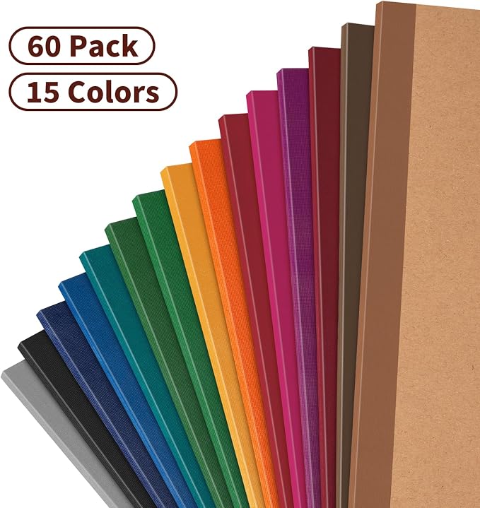 60Pack Blank Notebook Journals Bulk,8.3”x 5.5”Kraft Cover Unlined Notebooks