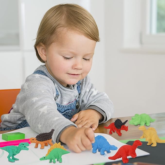 Cllayees 72 Pcs Animal Erasers for Kids, Dinosaur 3D Puzzle Eraser Bulk, Mini Dinosaur Toys, Desk Pets for Students, Classroom Prizes, Party Favors