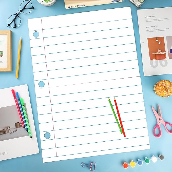 2 Sheets Magnetic Notebook Paper Total Area 23.6" x 17.3" Dry Erase Magnetic Lined Paper for Classroom Whiteboard Giant Reusable Handwriting Notebook Poster for School Office Teacher Teaching Supplies