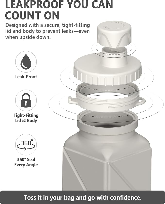 BEAUTAIL Collapsible Water Bottles 21oz/610mL, Silicone Travel Water Bottle | BPA Free, Leakproof & Reusable, Foldable Water Bottle for Traveling, Hiking, Cycling, Gym, School, Sports, Outdoor, 3-Pack