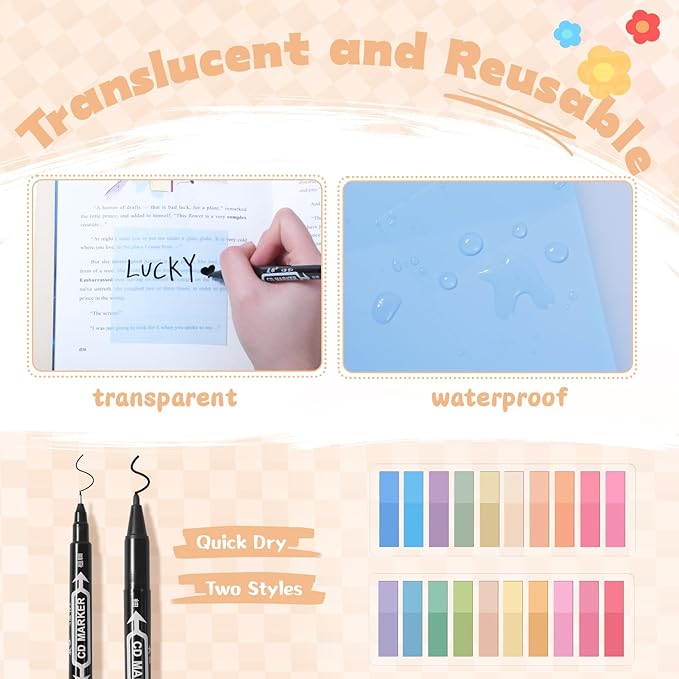 49Pcs Book Annotation Kit - Aesthetic School Supplies with Cute Pen Case Highlighters Gel Pens and Marker, Sheets Transparent Index Tabs Sticky Notes Bible Study Supplies(Green)