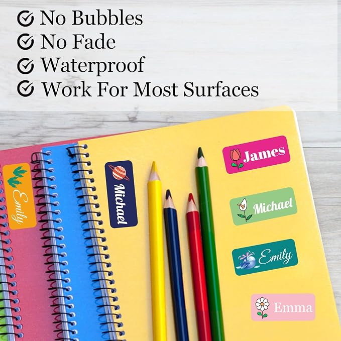 Personalized Name Labels for School Supplies 100 Pcs Custom Waterproof Name Stickers Customized Daycare Water Bottles Pencil Labels,1.2"x 0.5"