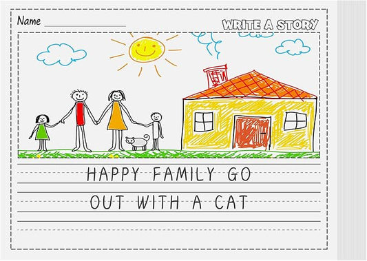 Eaasty 200 Sheets Story Writing Paper Bulk Handwriting Practice Paper for Kids Diary with Picture Story Space and Dotted Lines 11x8.5 Primary Composition Notebooks for Kindergarten Toddlers