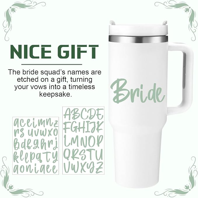 UV DTF Cup Wrap Letter Stickers Vinyl Decals,Sage Green,6 Sheets | Personalized Name Stickers for Water Bottles Tumblers, Waterproof UV DTF Alphabet A-Z Stickers for 14-45oz Mugs DIY Craft