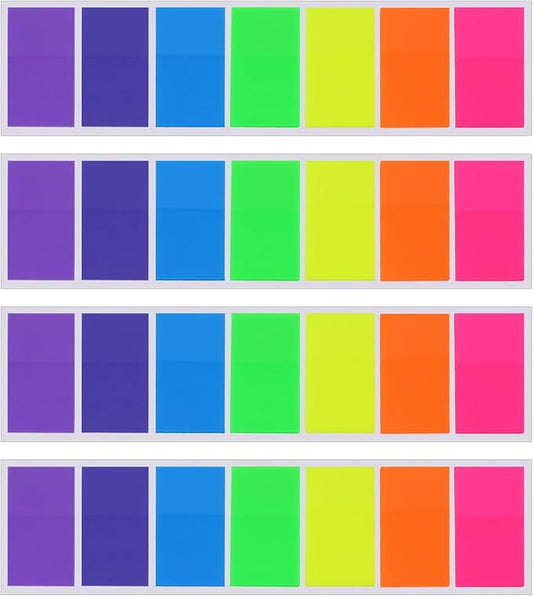 Pangda 560 Sheets Sticky Index Tabs Transparent Sticky Page Markers Flags Index Tabs Notes Tab Stickers Writable Labels Text Highlighter Strips, 20 x 45 mm, 4 Sets, 7 Colors