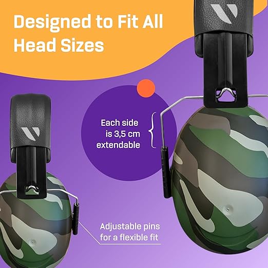Vanderfields - Hearing Protection Ear Muffs - Over 35 dB (2K Hz) Broad Noise Cancelling Sound Reduction - Adults & Teens