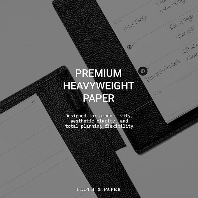 Cloth & Paper 2026 Dated Weekly Planner Inserts - Monday Start | A5 Size 5.8 x 8.3 Inches | Horizontal Weekly Layout, 215 | Minimal Agenda Refill | 6 Ring A5 Binder Planner Inserts