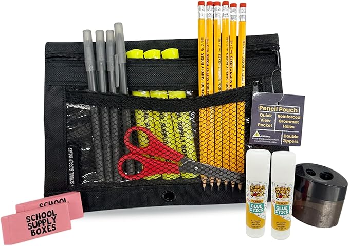 School Supply Boxes | Lapboard Case (4 Boxes) | Back to School Essentials Kit for Students & Teachers | Includes Dry Erase Lapboard, Marker, Notebooks, Pencils, & More