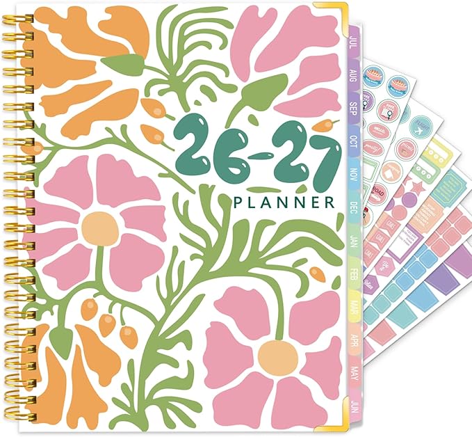 Large 2026-2027 Academic Planner – Weekly & Monthly Planner Organizer from July 2026 - June 2027, 8.8"x11.4" Daily Agenda Planning Book with Pocket, Stickers & Tabs for Women Students Office, A4 Size