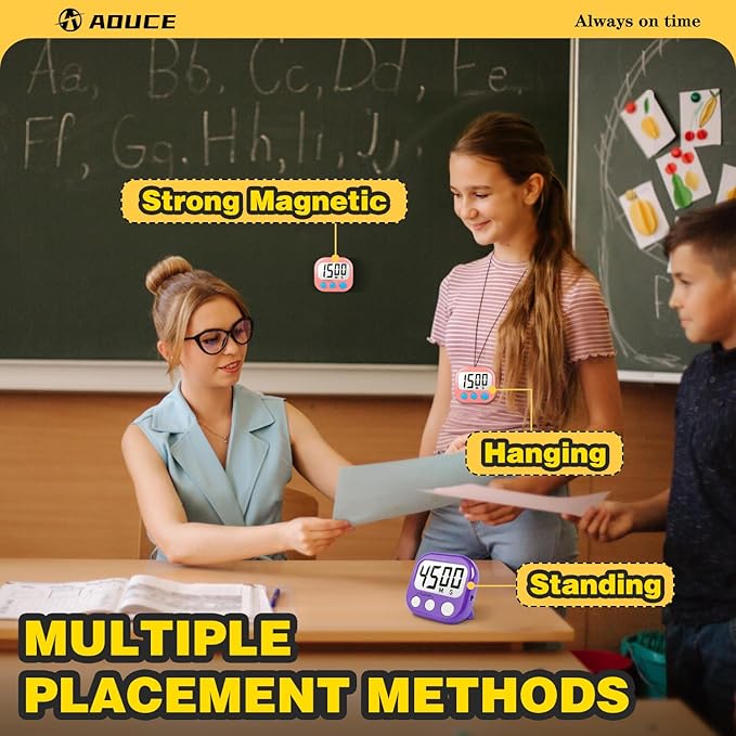 Classroom Timers for Teachers Kids Large Magnetic Digital Timer Teacher Supplies 6 Pack-Pink Purple