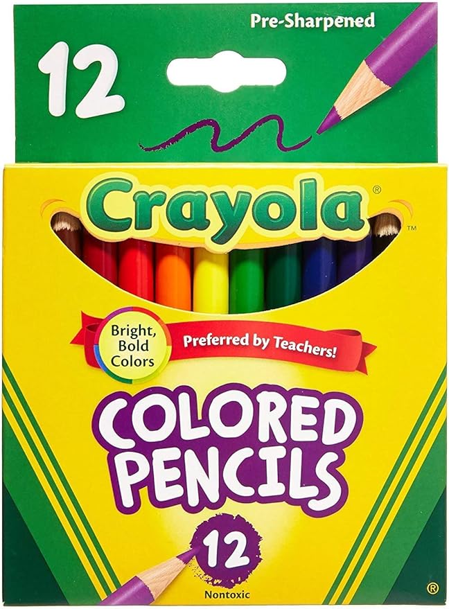 Crayola Short Barrel Colored Woodcase Pencils, 3.3 mm, 12 Assorted Colors/Set / 24 Pack