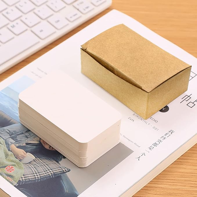 VANRA 300 Small Blank Cards 3.5x2 inches Color Cardstock Study Flash Cards Index Cards, Unruled with Rounded Corners (White, 300/Pack)