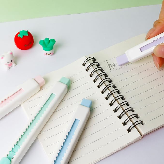 Smilo Retractable Eraser Pens, Mechanical Pencil Erasers, 8-Pack