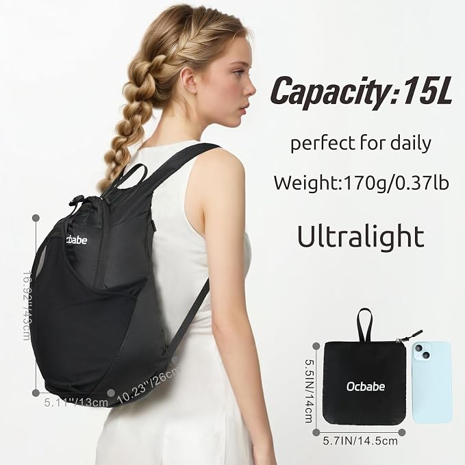 Ultra Lightweight Foldable Backpack,Water Resistant Small Packable Hiking Daypack Outdoor Camping Travel Bag