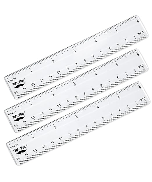 Mr. Pen- Plastic Rulers, 6 Inch, 3 Pack, Easy-to-Read Markings, Scratch-Resistant Design with Inches and Centimeters, Durable Small Transplant Rulers for Crafting Office & School, School Supplies