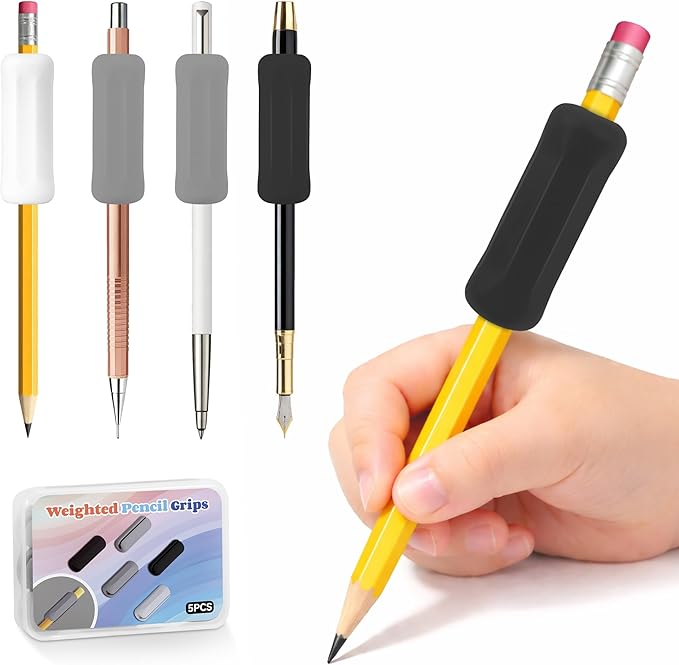5-Pack Weighted Pencil Grips, Handwriting Aid for Children, Elderly, or Special Needs (Color 1)