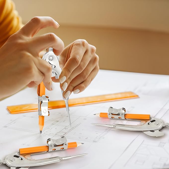 40 Pieces Compass for Geometry Metal Compass Tool Math Compass Bulk Drawing Compass Silver Geometry Compass with Pencil for Student School Classroom Office Woodworking Art Drawing