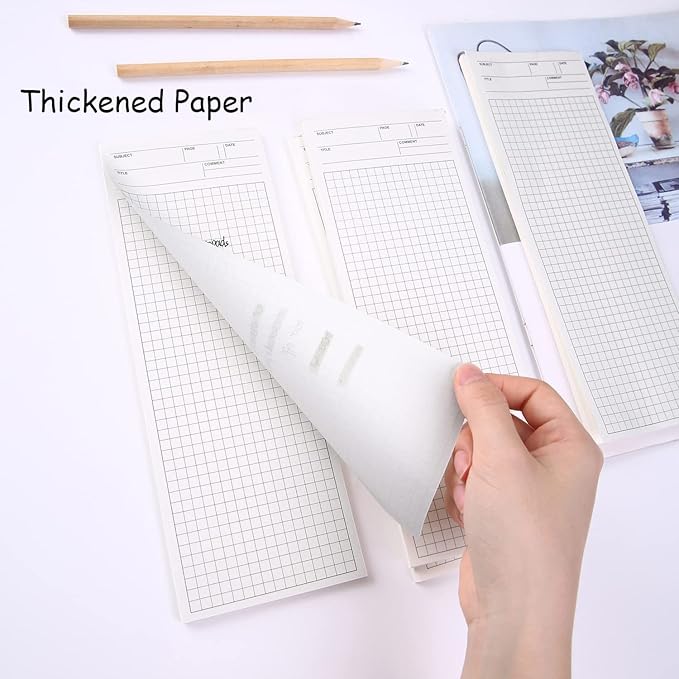 GINCEVHY 4 Pack Graph Paper Notebook, 9.8 × 3.5 inches Long Strip Notepad, Personalized Memo Pads for Planning, Tasks, Appointments, Reminders, Home, Office, 50 Sheets Per Note Pads (Grid)