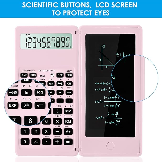 Scientific Calculators,IPepul Multi-Functional Pink Kawaii Calculator with Algebra, Trigonometry, and Calculus, Suitable for Students, Teachers, &Business Professionals, Lead for School Supplies（Pink