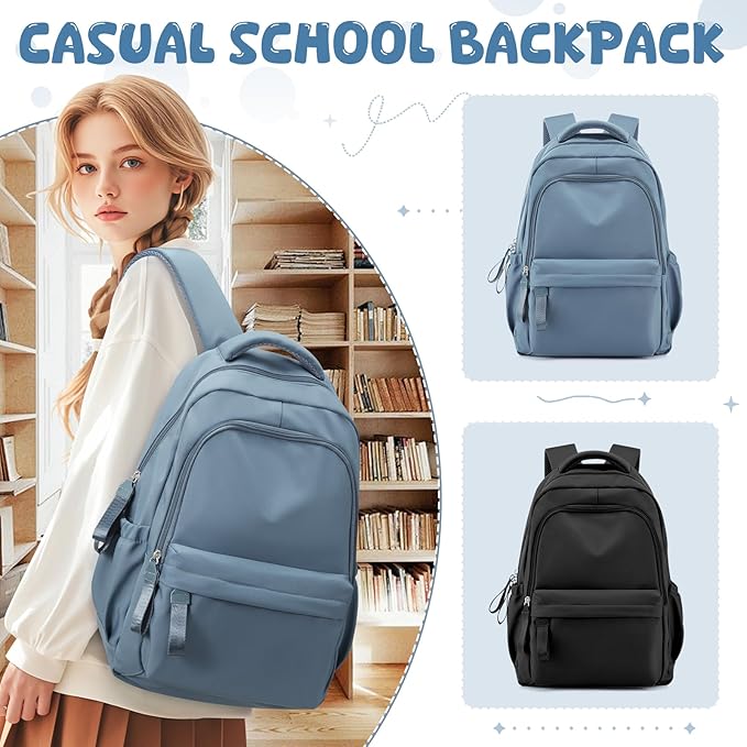 winspansy Small Backpack For School Girls Boys Aesthetic Lightweight Travel Daypack Simple Cute Backpack For Women Men College High School Bookbag Fit 14 Inch Laptop, Blue