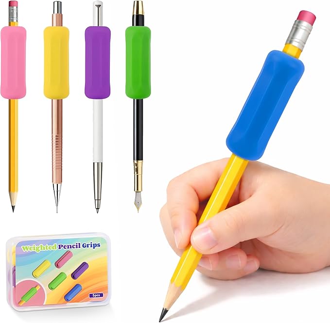 5-Pack Weighted Pencil Grips, Handwriting Aid for Children, Elderly, or Special Needs (Color 2)