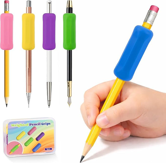 5-Pack Weighted Pencil Grips, Handwriting Aid for Children, Elderly, or Special Needs (Color 2)