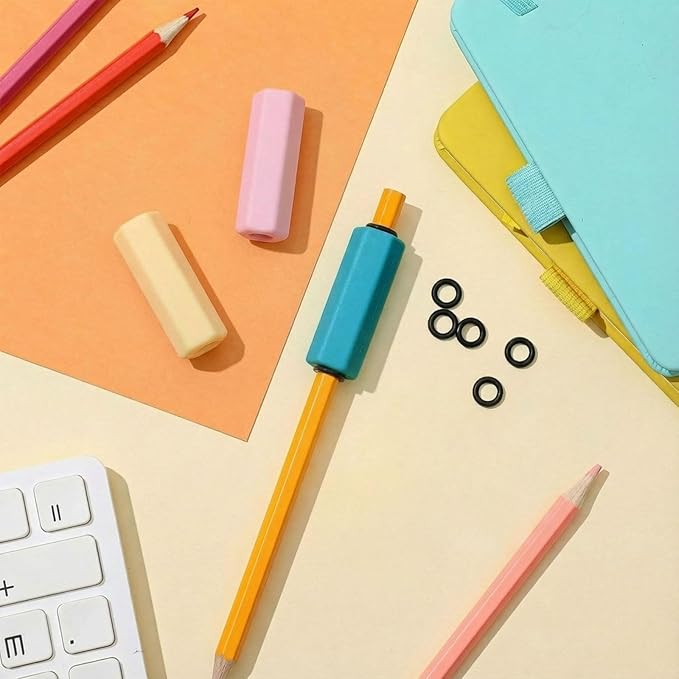 3 Pcs Pencil Pen Weights 1.59 oz, Handwriting Aid Kit for Children Elderly Special Need, Metal Weighted Pencil Holder Tool for Autism Tremors Fine Motor Skills(Pink, Light Yellow, Light Blue)