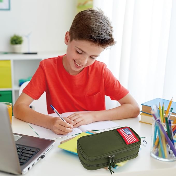 Tactical Pencil Case for Boy,Wide open Pen Pouch Bag with Handle for School | Marker Organizer Case Pen Box, Tool Bag Desk Organizer for School College Office Organizers for Kids Men Women Adult Teens