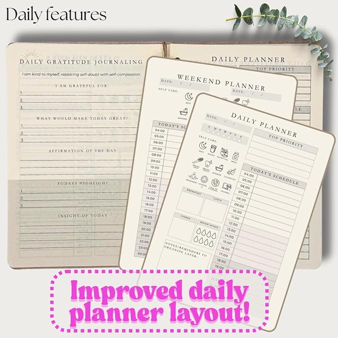 Neurodivergent ADHD Planner for Adults - Undated 90 Day Focus & Inspiration System | Daily Mental Health Planner with Medication Tracker & Brain Dump Tools | Premium Linen Cover